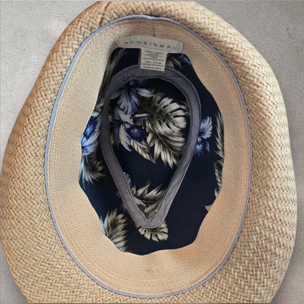 Kooringal Straw Hat Fedora with Floral Ribbon Band Size 57cm‎